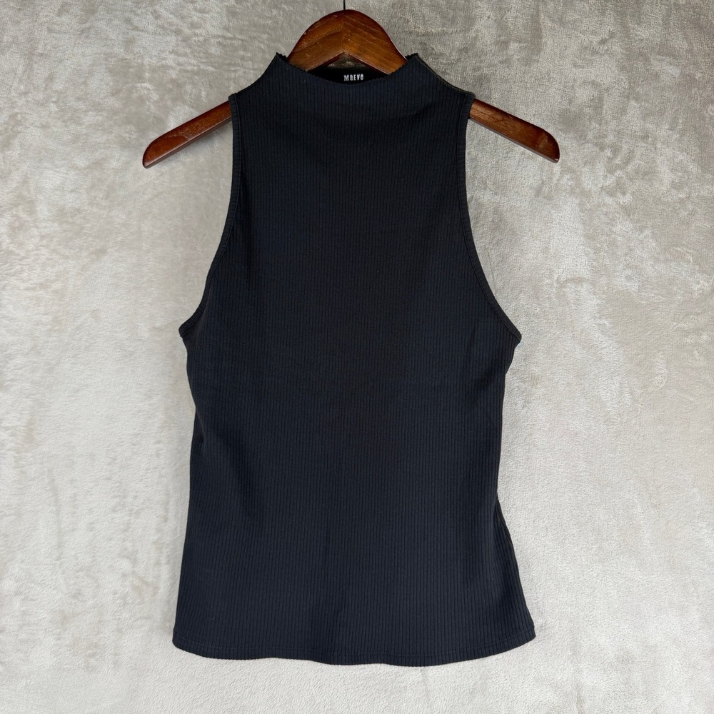 Maeve by Anthropologie Black Ribbed Mock Neck Sleeveless Tank Top Large